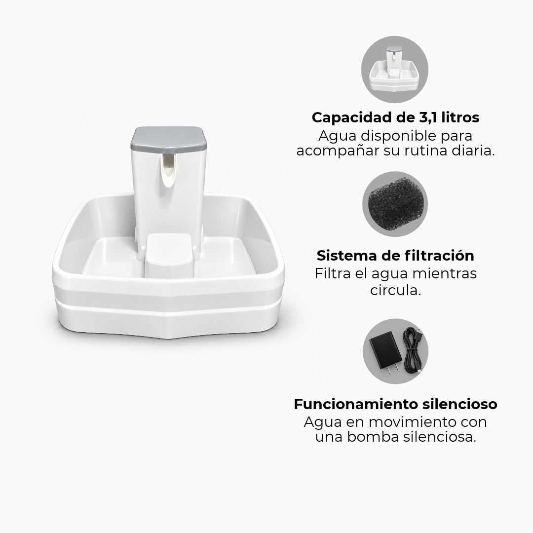 Fuente de agua para gatos BFF de 3,1 litros | Bebedero automático