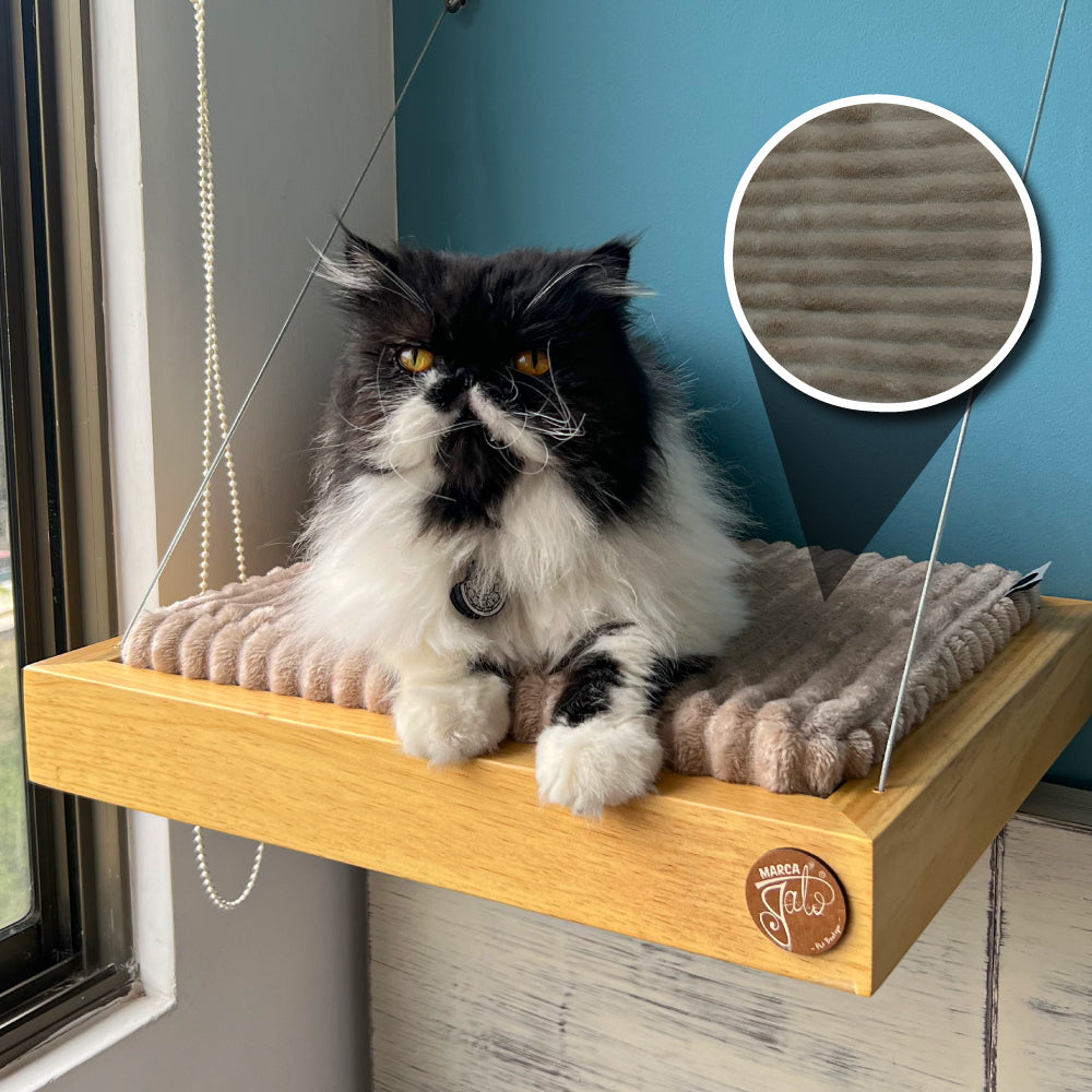 Cama colgante para gatos, anclado a la pared.