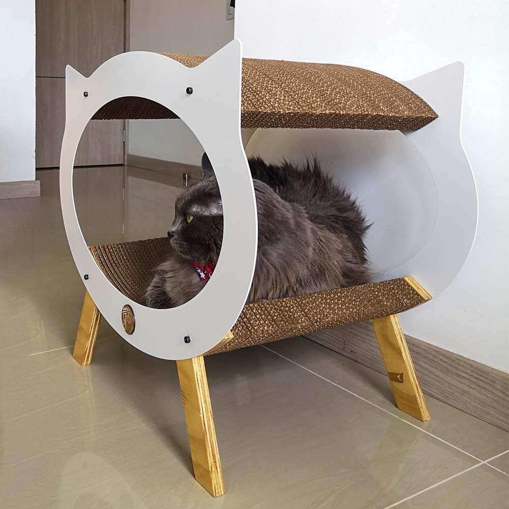 Cama rascador paara gatos, con carton corrugado doble pared.