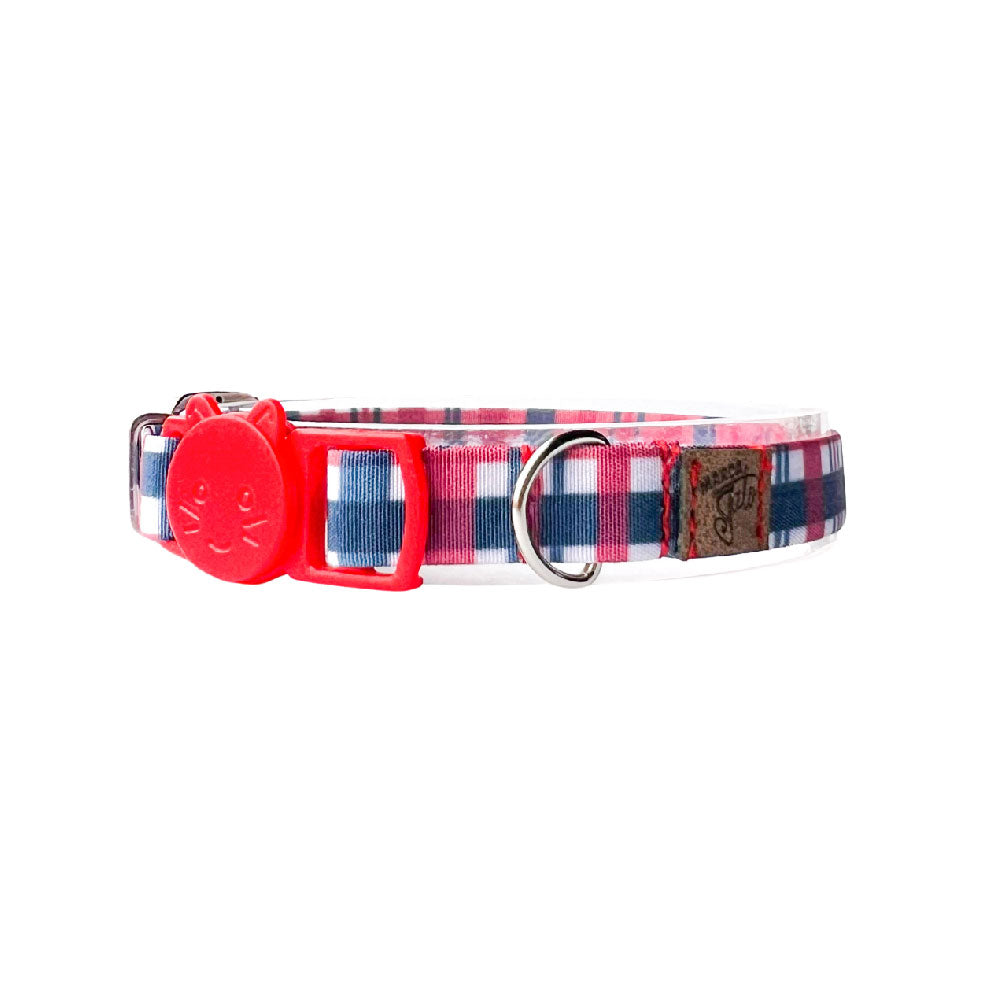 collar classic para gatos  con broche rojo.