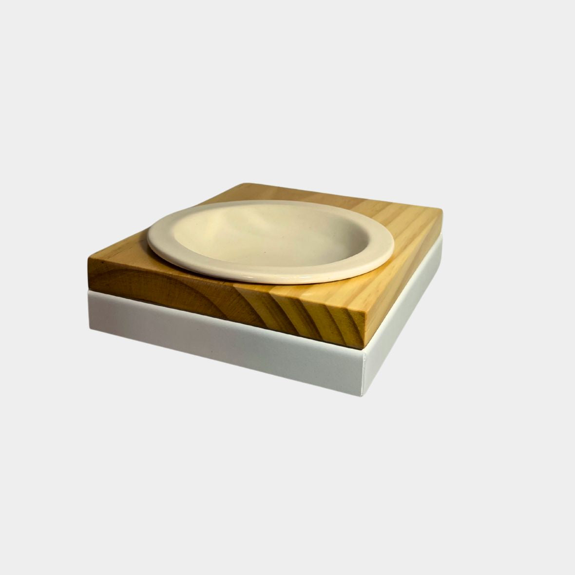 Comedero elevado de pared para gatos con plato de cerámica