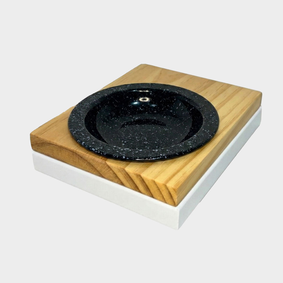 Comedero altura para gatos metal resistente madera natural plato cerámica extraíble
