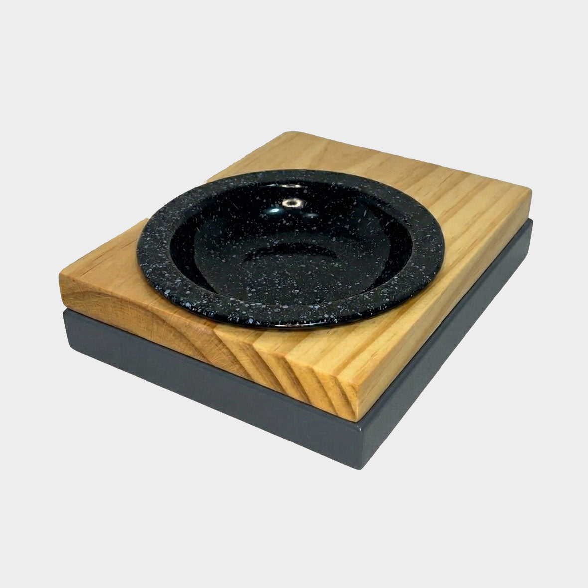 Comedero altura para gatos metal resistente madera natural plato cerámica extraíble
