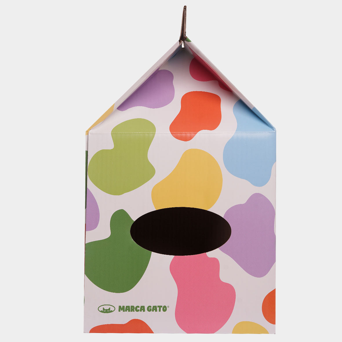 Casa Rascador Gatos Diseño Caja Leche Cartón Corrugado Cueva Felino