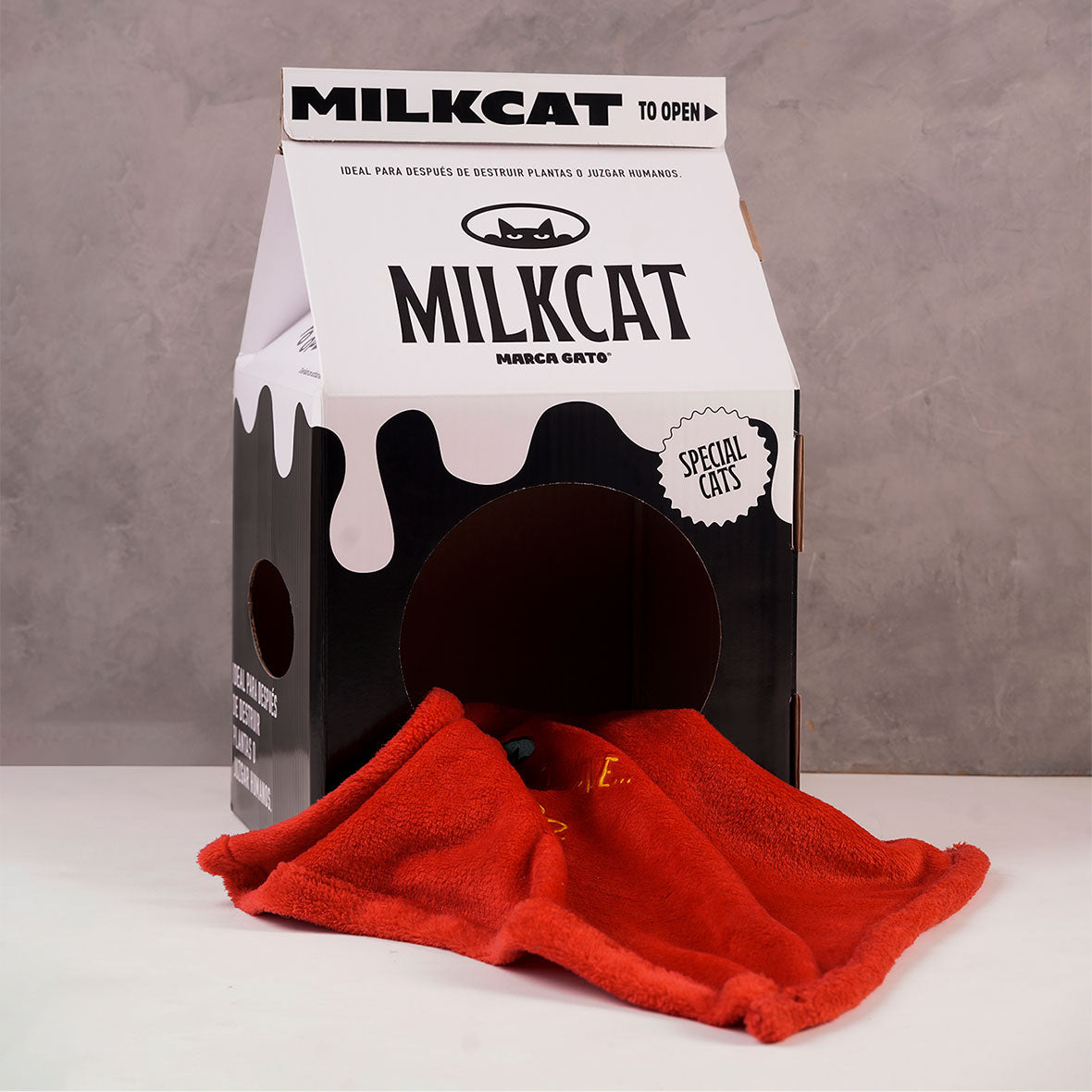 Cama Cueva Gatos Caja Leche Vintage Rascador Cartón Decorativa Hogar