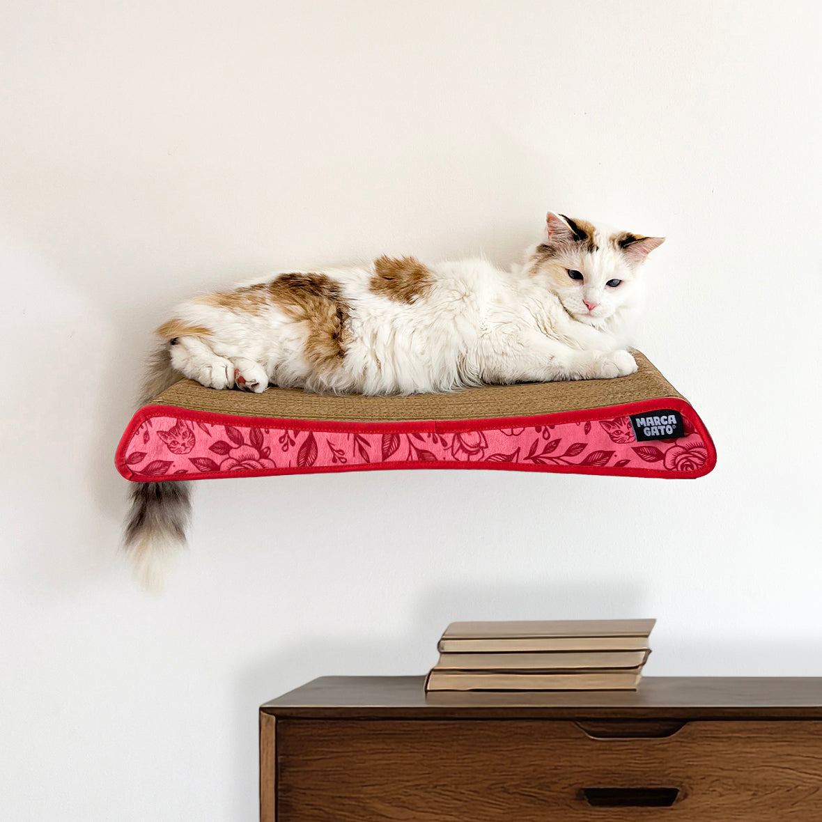 Rascador quesito de pared para gatos cartón corrugado resistente tapicería decorativo