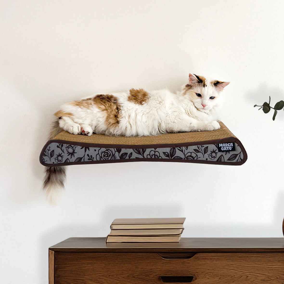 Rascador quesito de pared para gatos cartón corrugado resistente tapicería decorativo