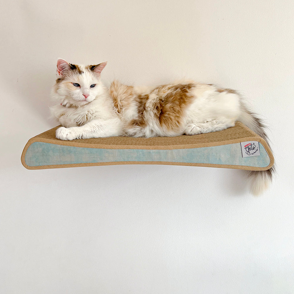 rascador horizontalde carton corrudago doble pared para gatos anclado a la pared