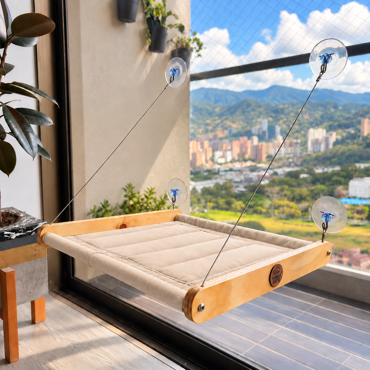 Hamaca para gatos de ventana con ventosas y tela acolchada · Hasta 30 kg