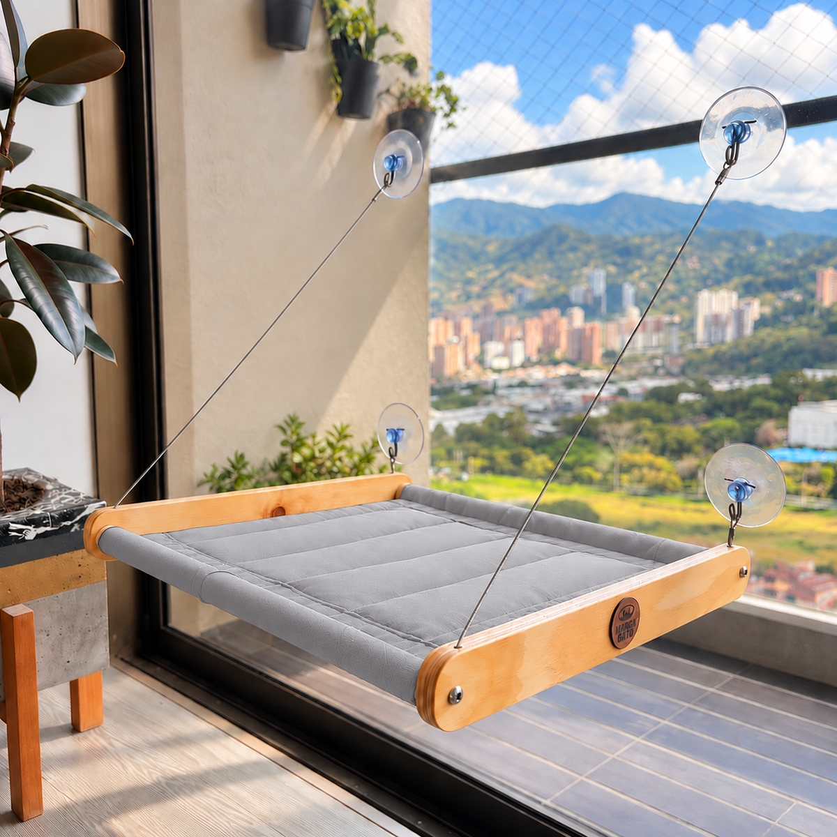 Hamaca para gatos de ventana con ventosas y tela acolchada · Hasta 30 kg
