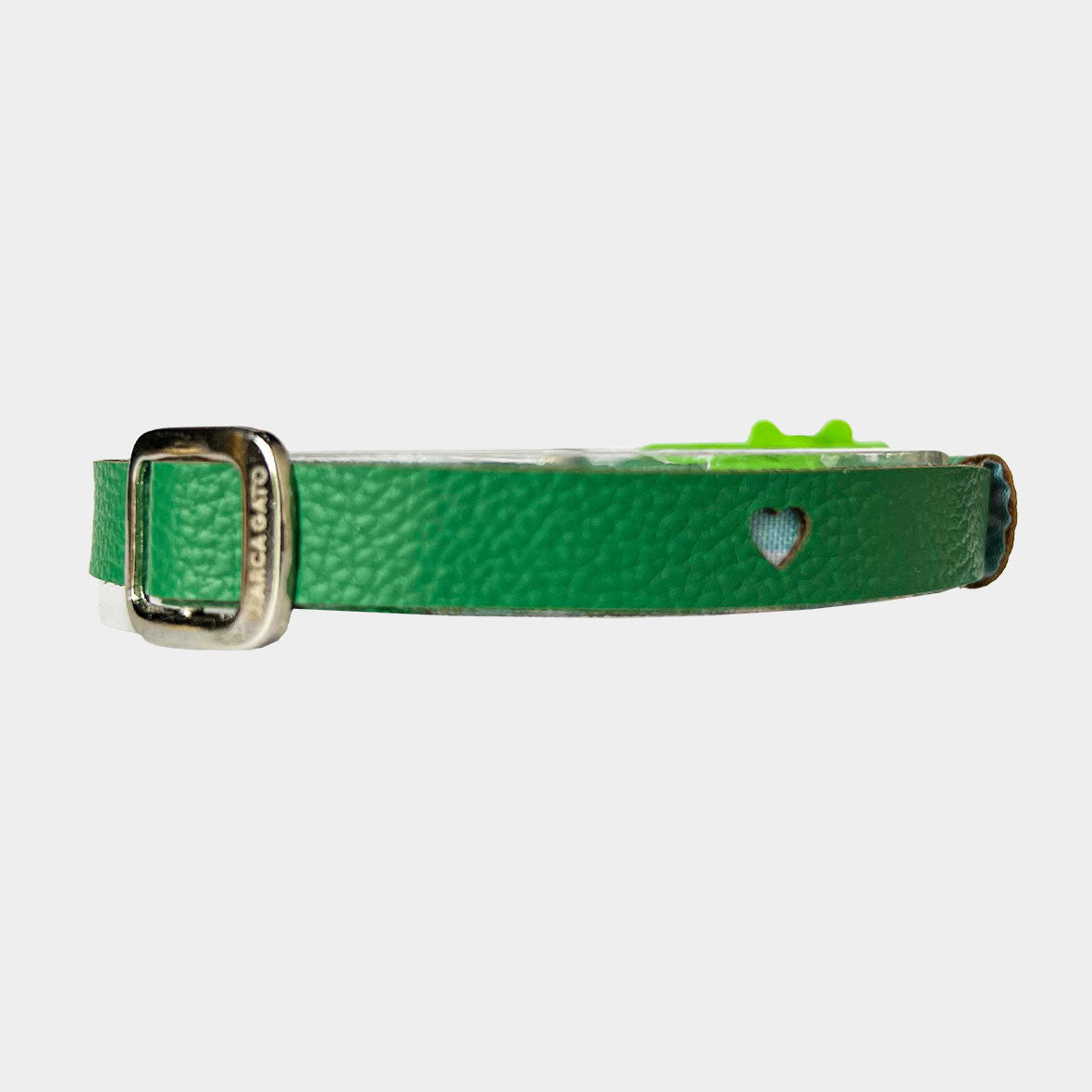 Collar gatos premium cuero vegano regulable broche seguridad revestimiento suave collar verde