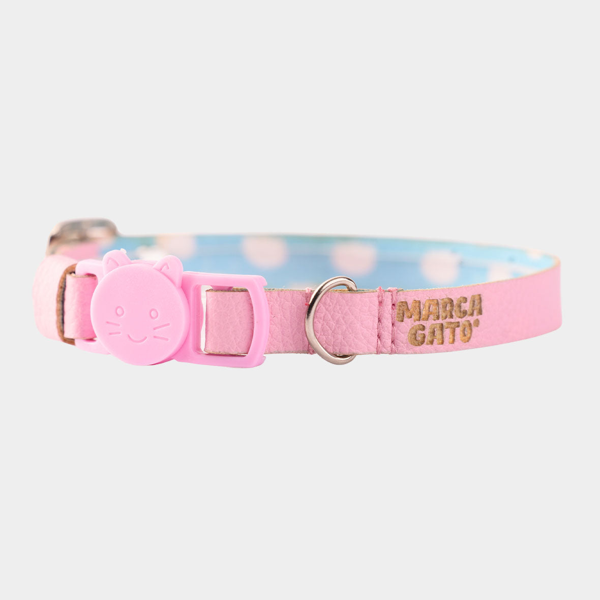 Collar para gatos cuero vegano suave regulable broche seguridad acolchado confort collar rosado