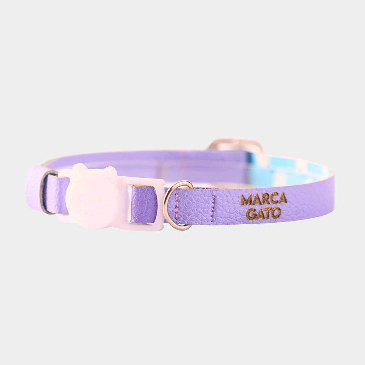 Collar lila Collar para gatos cuero vegano hipoalergénico regulable broche seguridad suave