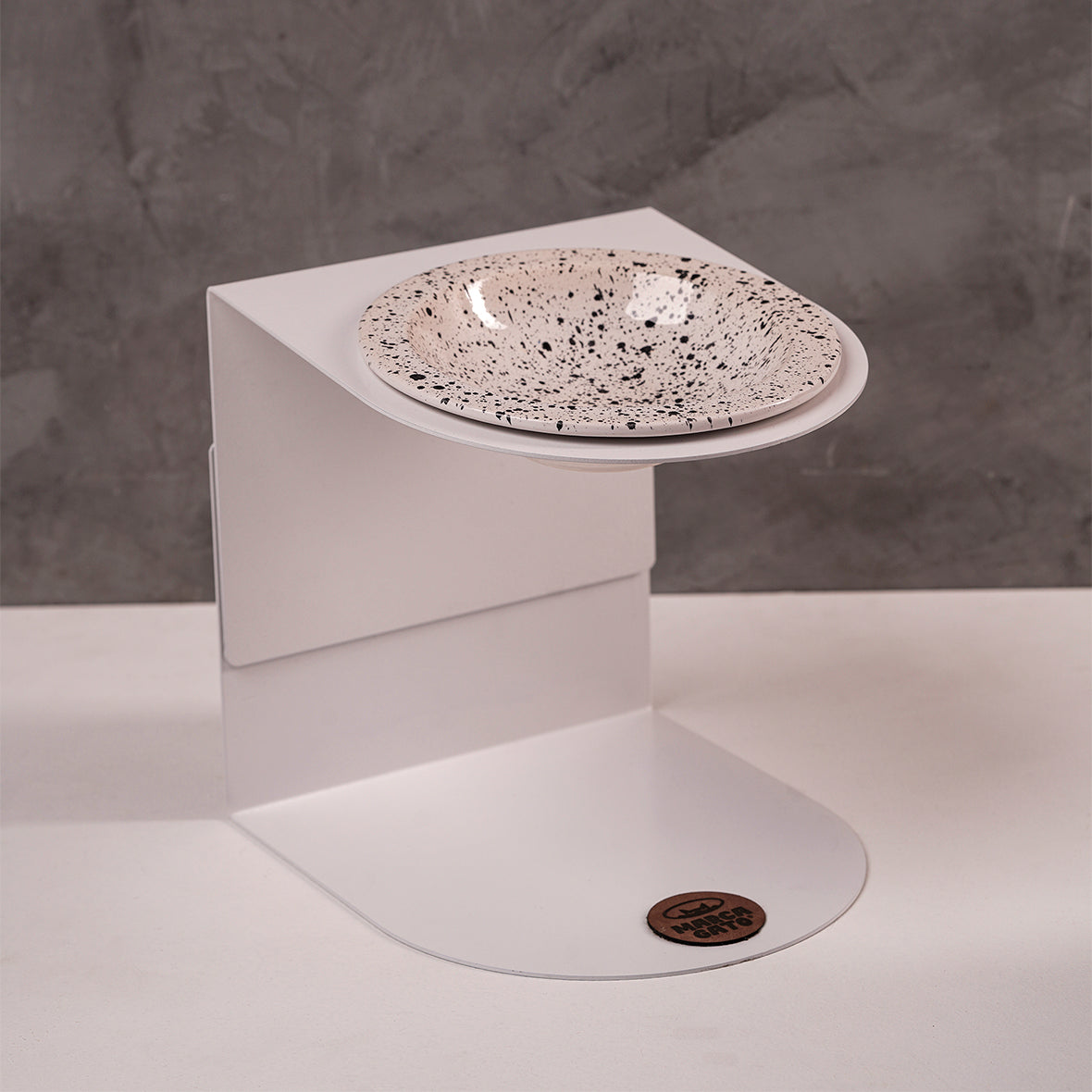 Comedero elevado gatos blanco ajuste altura imantado metal cerámica artesanal removible