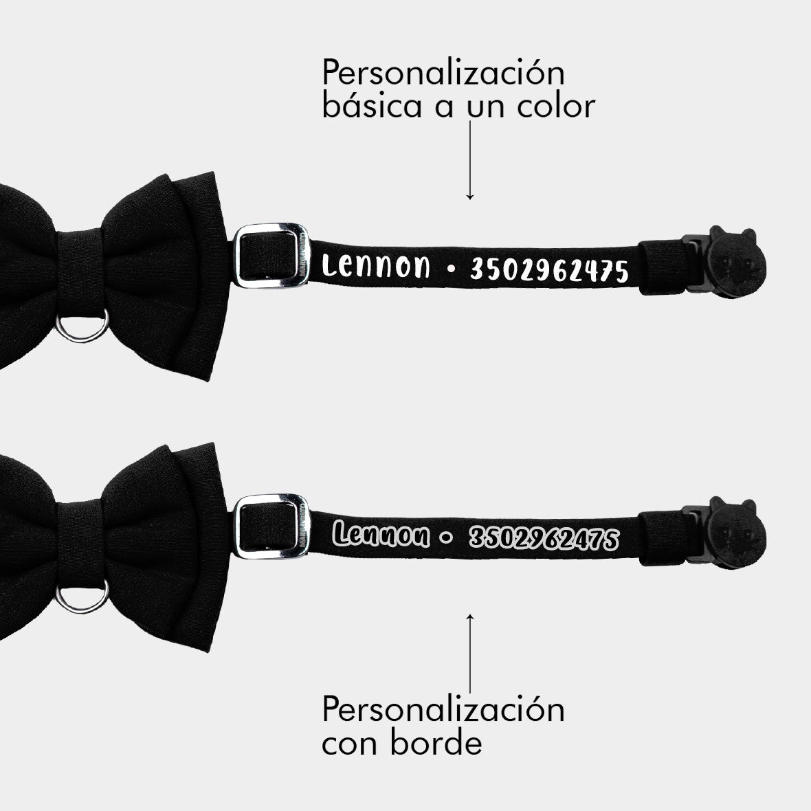 Corbatín negro para gato personalizado