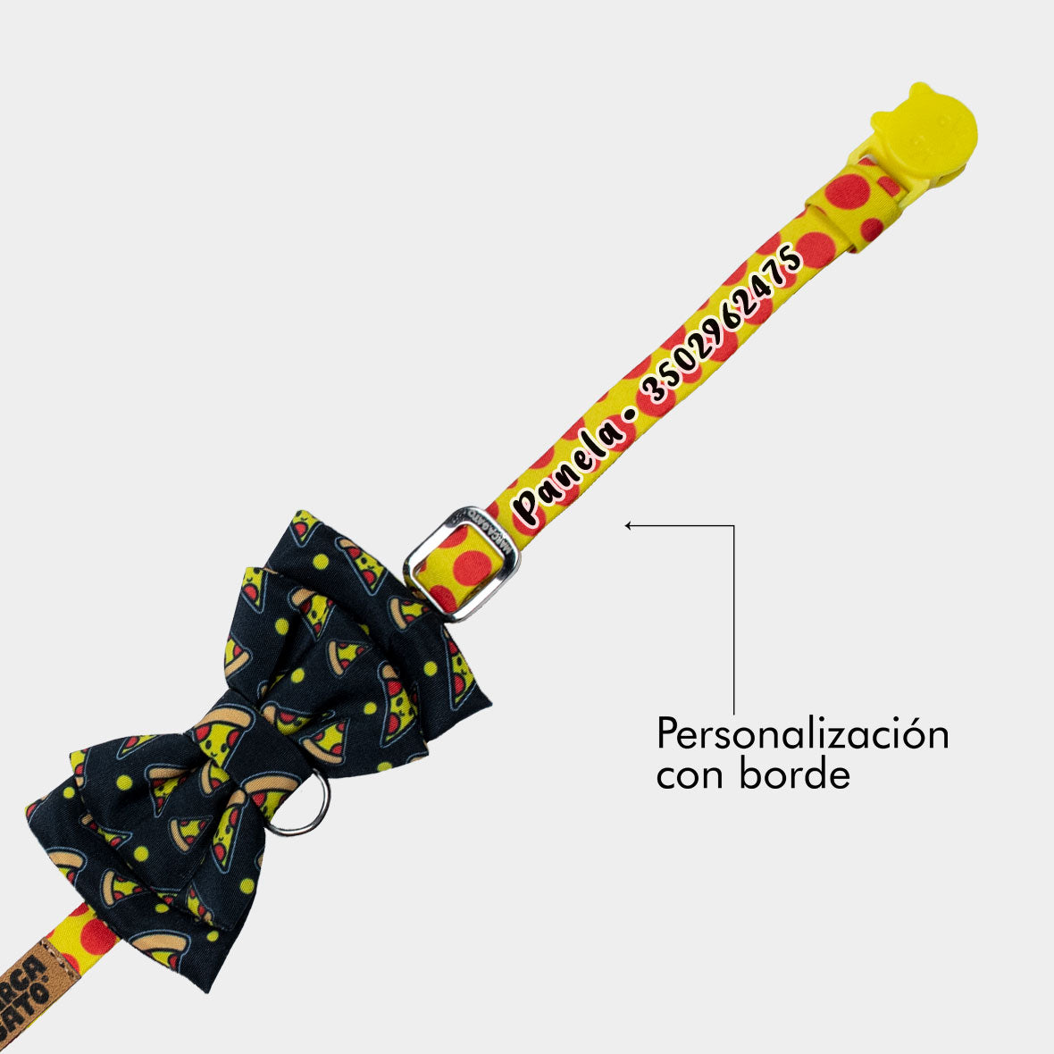 Corbatín Michi pizzero para gato personalizado