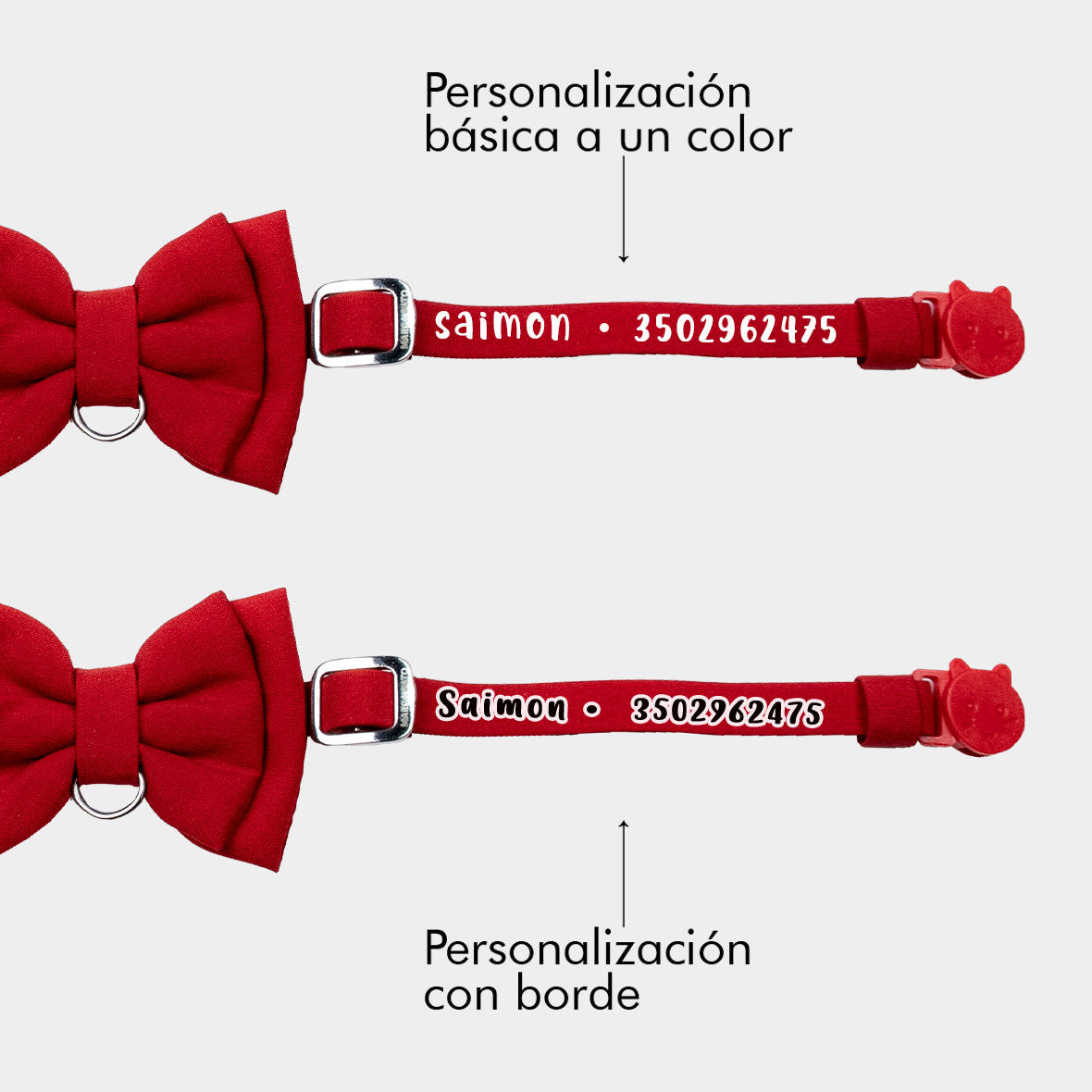 Corbatín rojo para gatos color sólido broche seguridad anti ahorcamiento elegante anti rasguño 
