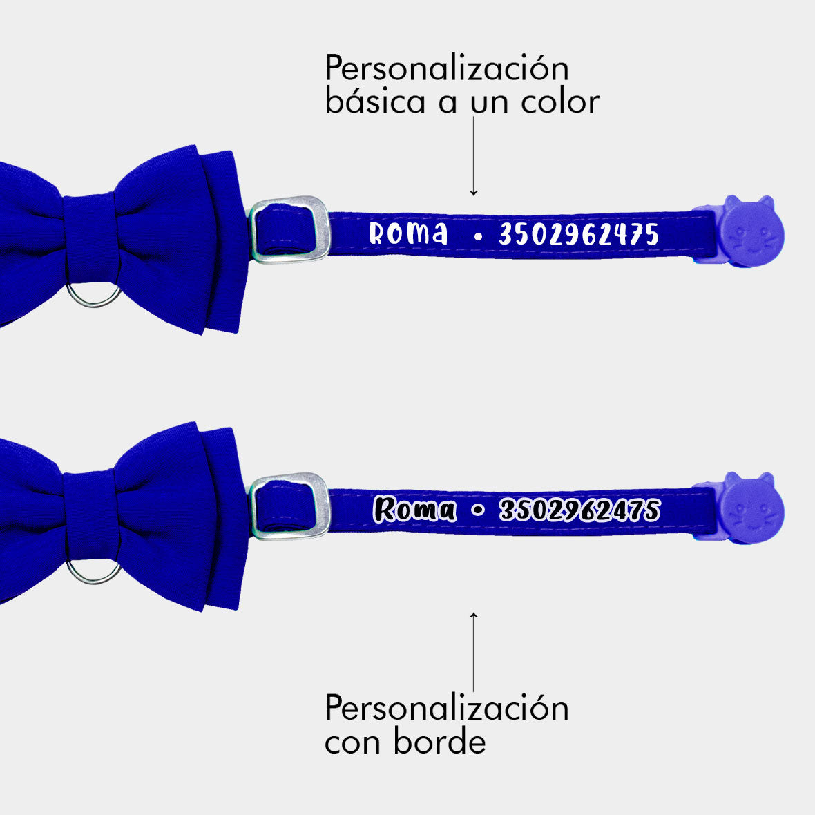 Corbatín azul rey para gatos color sólido broche seguridad anti ahorcamiento elegante anti rasguño 
