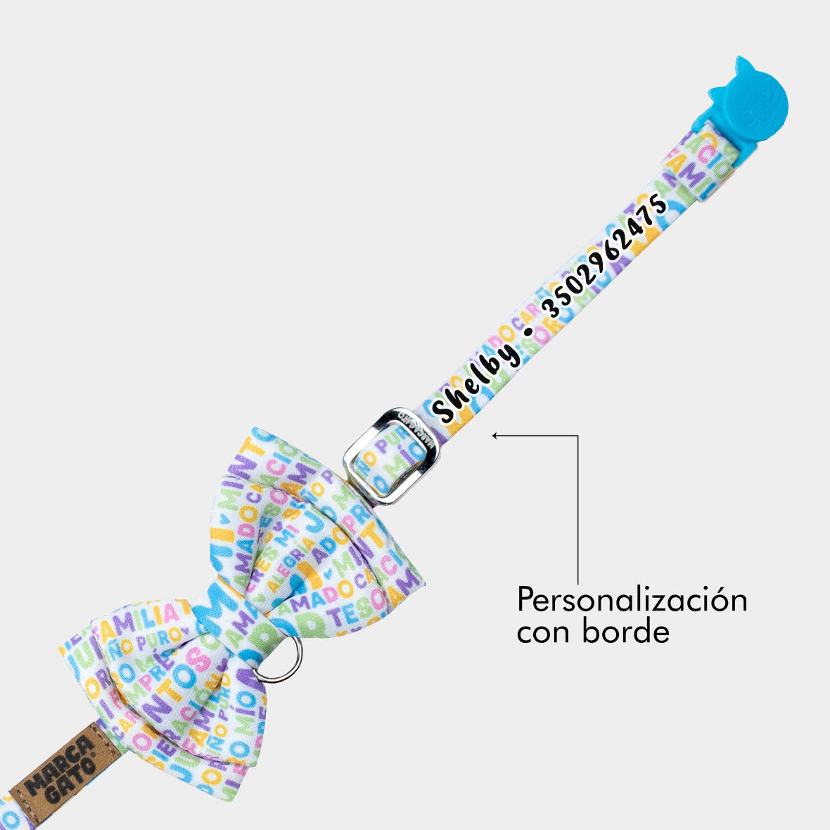 Corbatín Mantra michi para gato personalizado