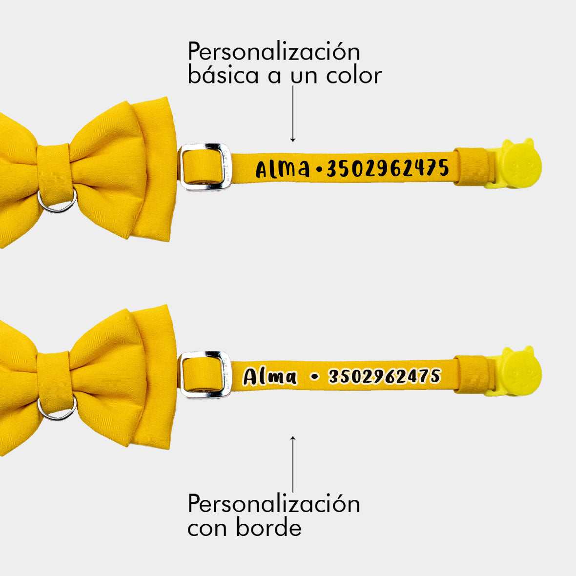 Corbatín amarillo para gato personalizado