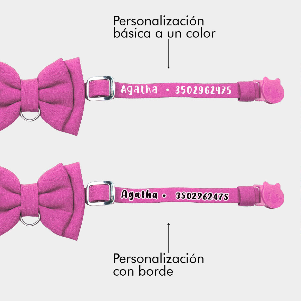 Corbatín para gatos rosa unicolor broche de seguridad de liberación anti ahorcamiento ajustable