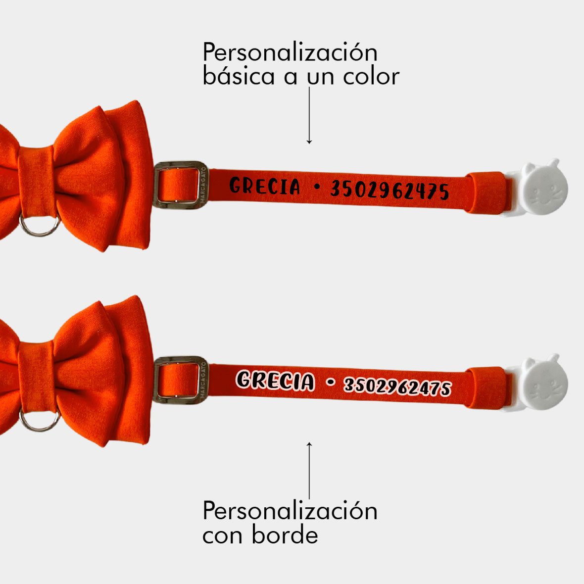 Corbatín para gatos color naranja sólido broche seguridad anti ahorcamiento elegante