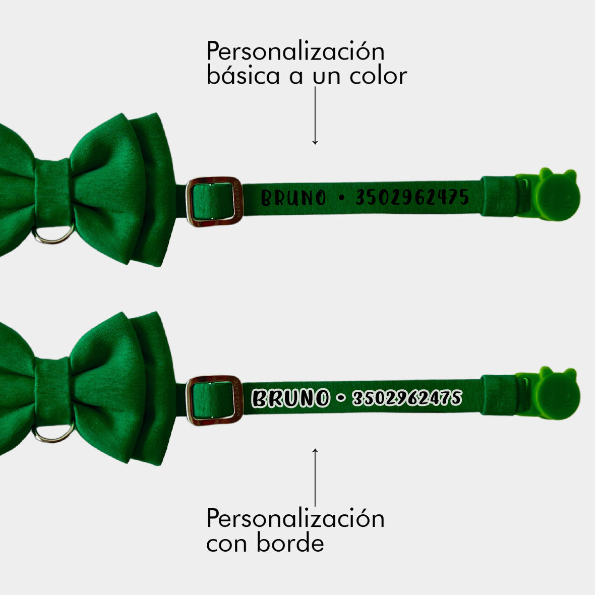 Corbatín verde nacional para gatos color sólido broche seguridad anti ahorcamiento elegante anti rasguño 