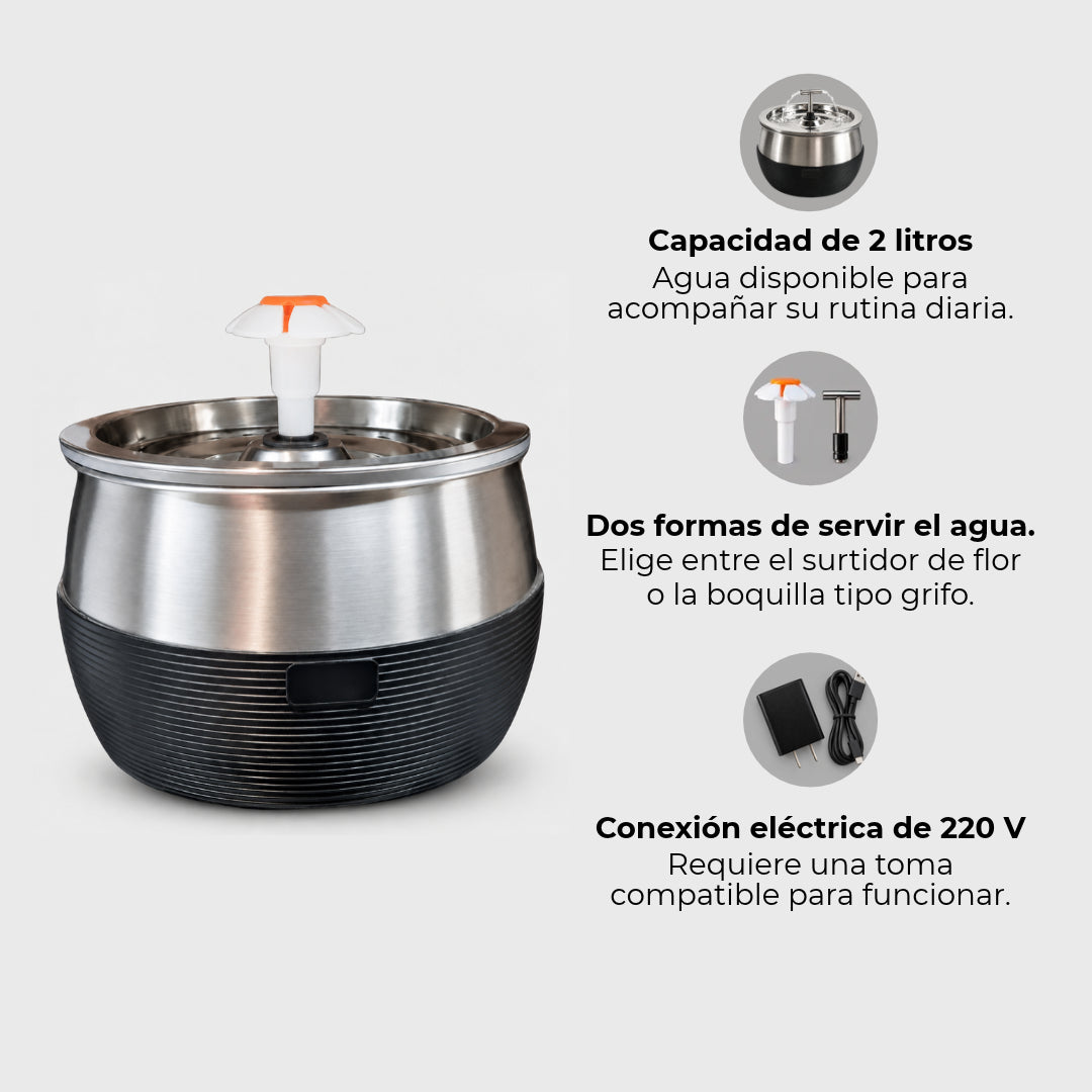 Fuente cilíndrica 3L con base negra
