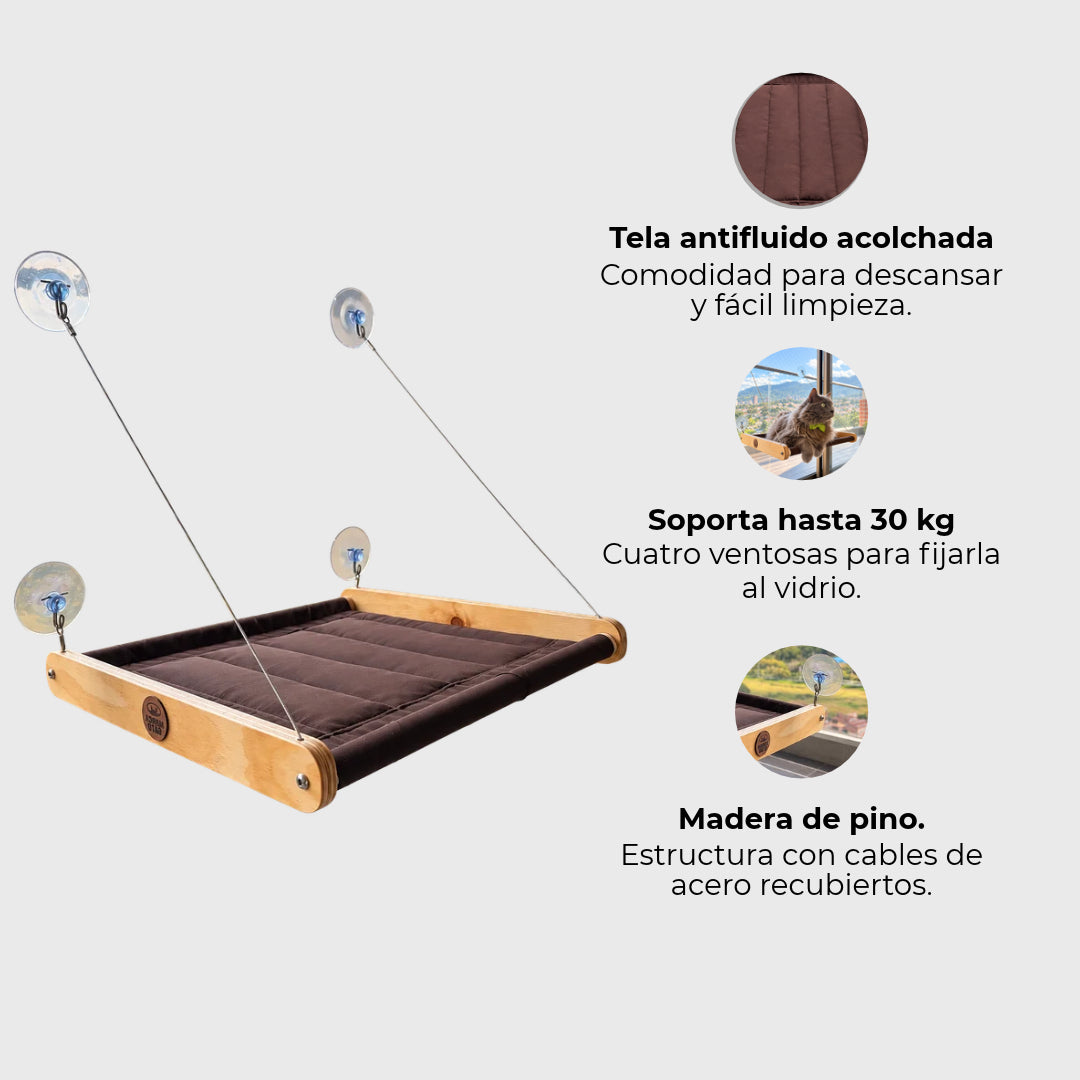 Hamaca para gatos de ventana con ventosas y tela acolchada · Hasta 30 kg