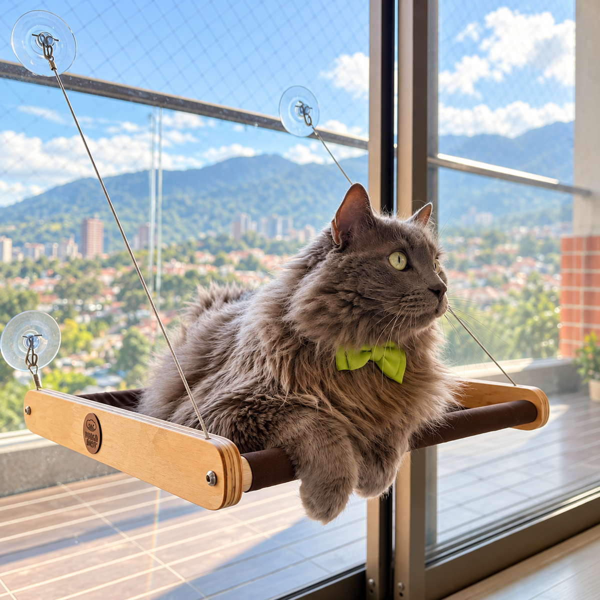 Hamaca para gatos de ventana con ventosas y tela acolchada · Hasta 30 kg