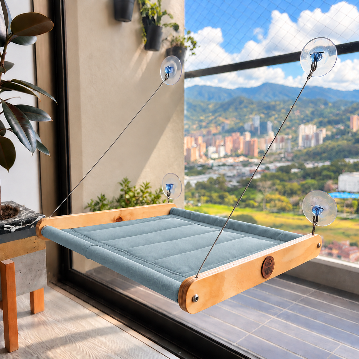 Hamaca para gatos de ventana con ventosas y tela acolchada · Hasta 30 kg