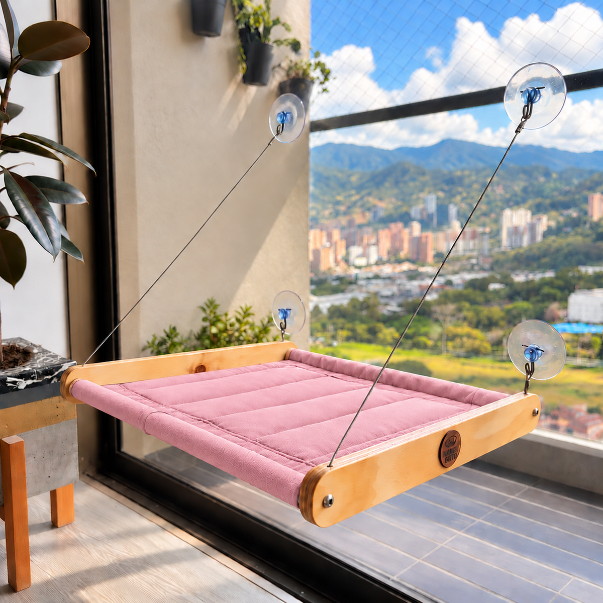 Hamaca para gatos de ventana con ventosas y tela acolchada · Hasta 30 kg