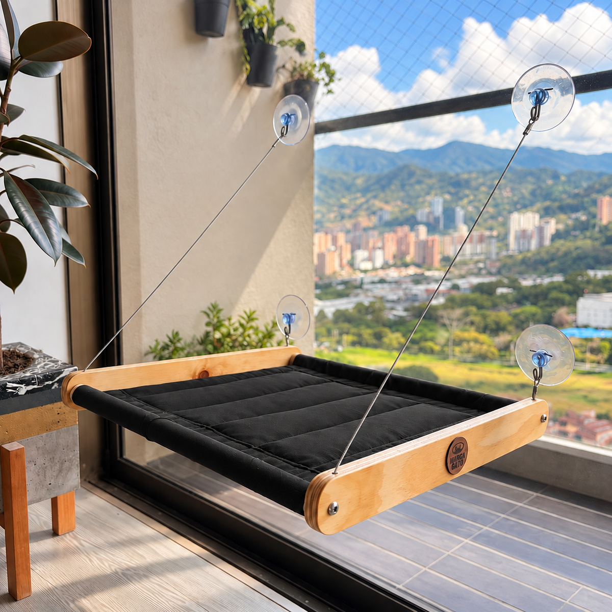 Hamaca para gatos de ventana con ventosas y tela acolchada · Hasta 30 kg