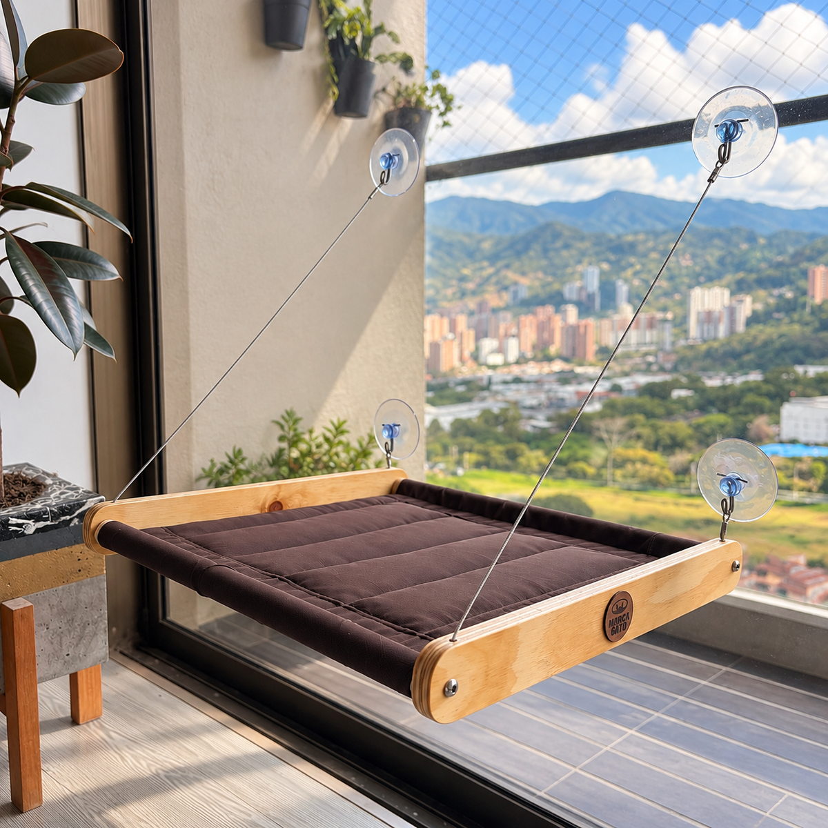 Hamaca para gatos de ventana con ventosas y tela acolchada · Hasta 30 kg