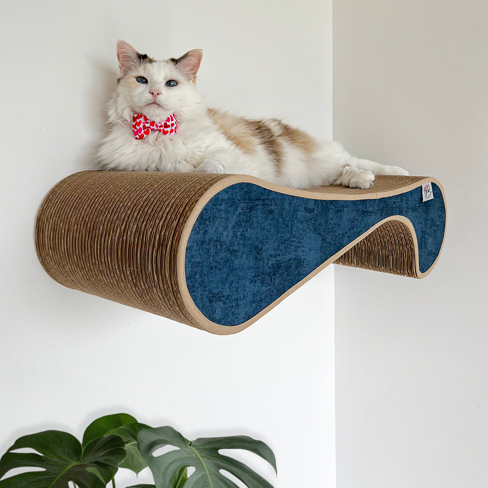 rascador horizontalde carton corrudago doble pared para gatos anclado a la pared