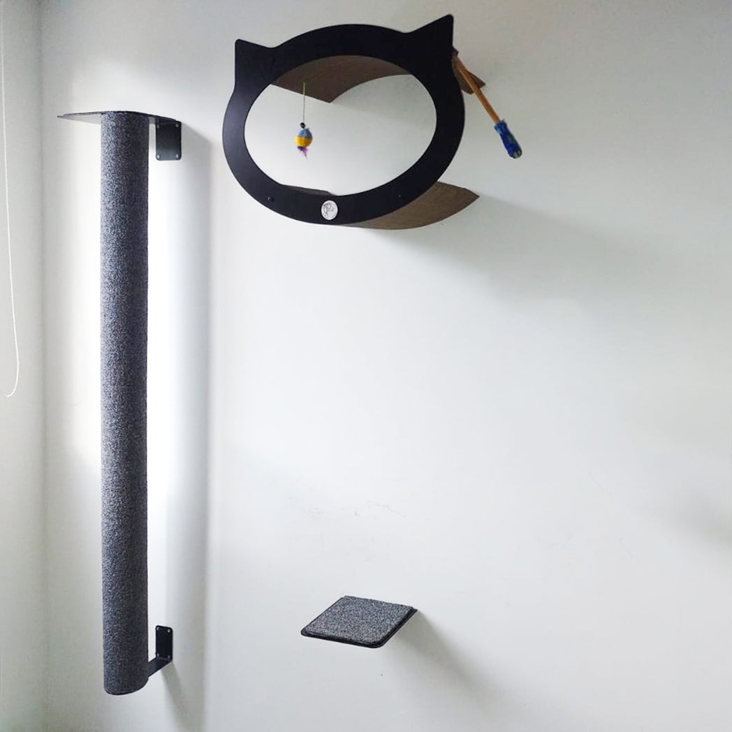 Rascador vertical para gatos de pared con tapete antideslizante madera escalón de metal seguro herrajes
