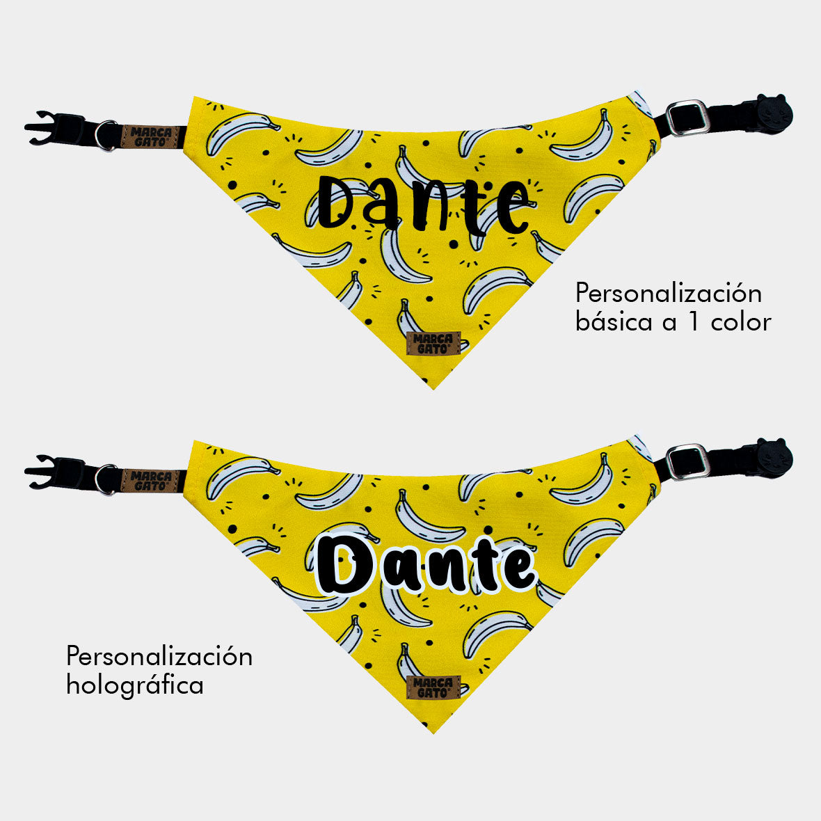 Pañoleta personalizada para gatos - pañoleta banana