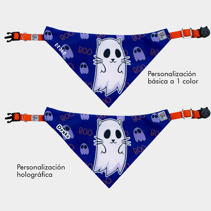 Pañoleta personalizada para gatos - pañoleta Fantasmita