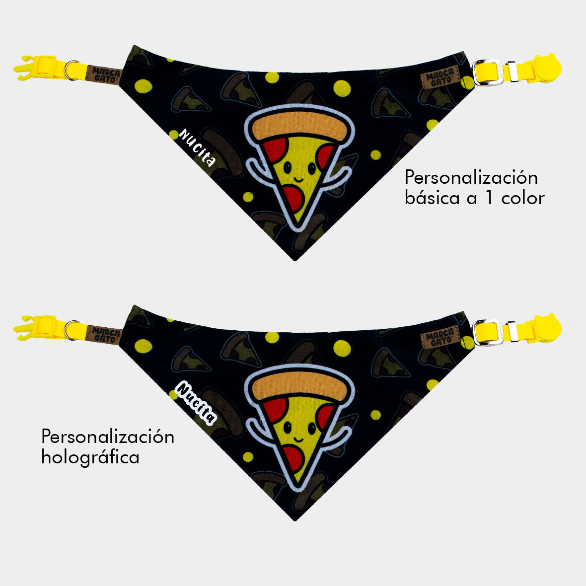 Pañoleta personalizada para gatos - pañoleta Michi pizza