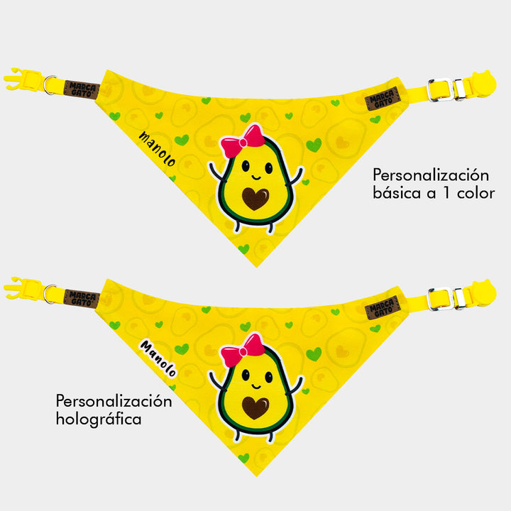 Pañoleta personalizada para gatos - pañoleta aguacate