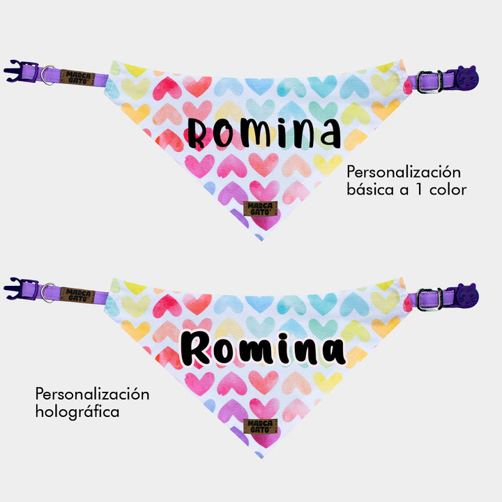 Pañoleta personalizada para gatos - pañoleta pastel
