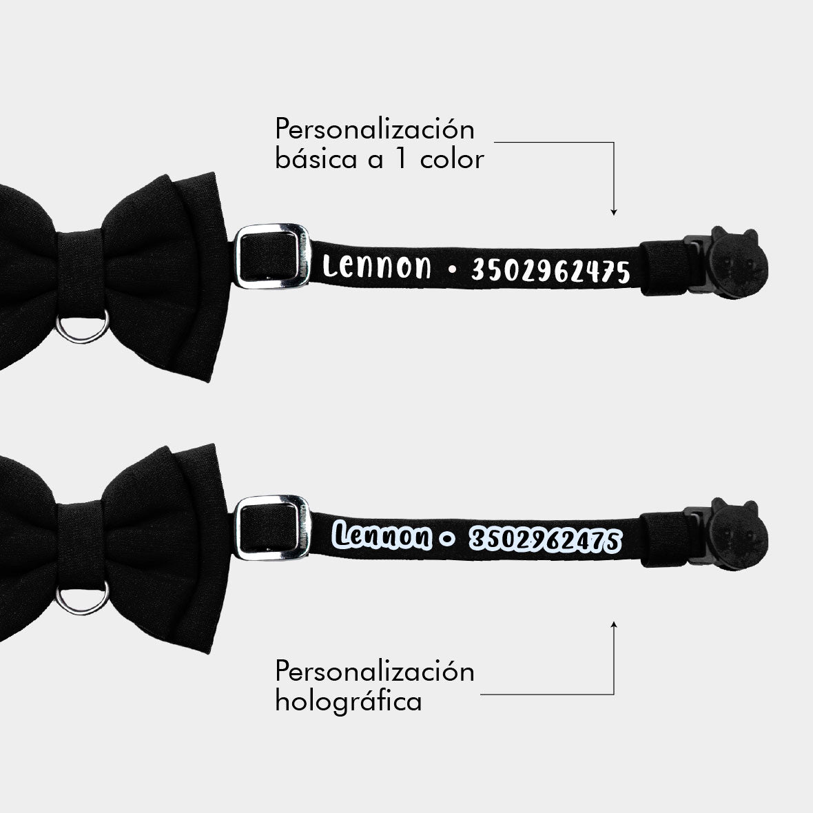 Corbatín negro para gato personalizado