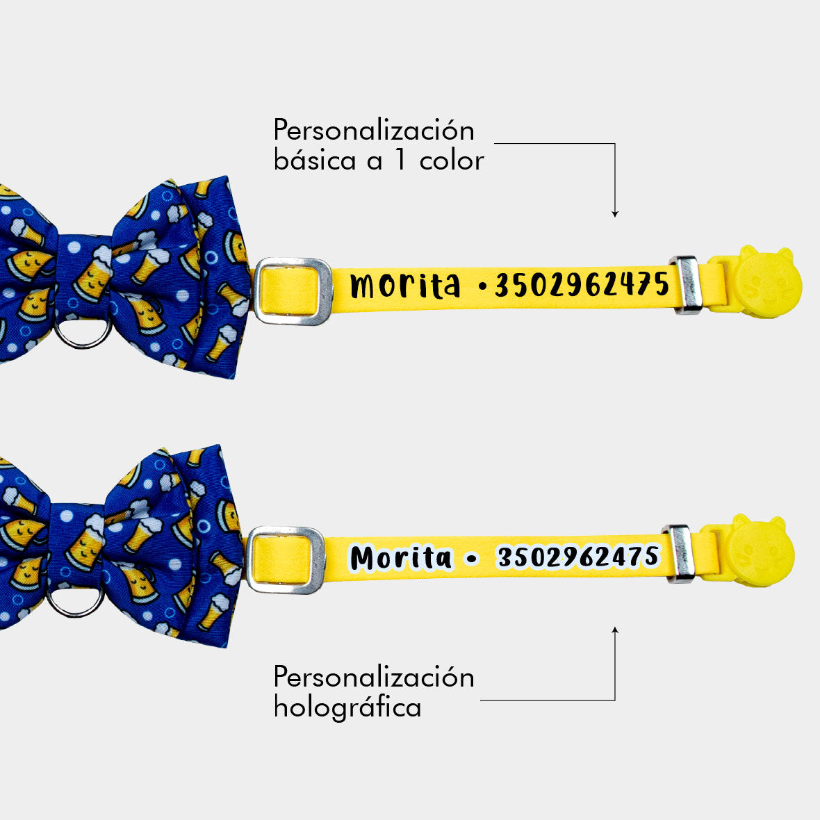 Corbatín Michi pola para gato personalizado