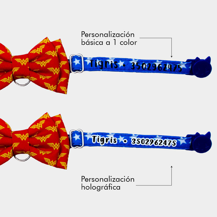 Corbatín Wonder woman para gato personalizado