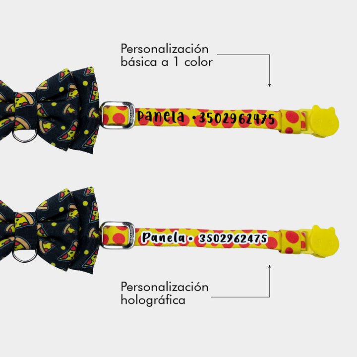 Corbatín Michi pizzero para gato personalizado