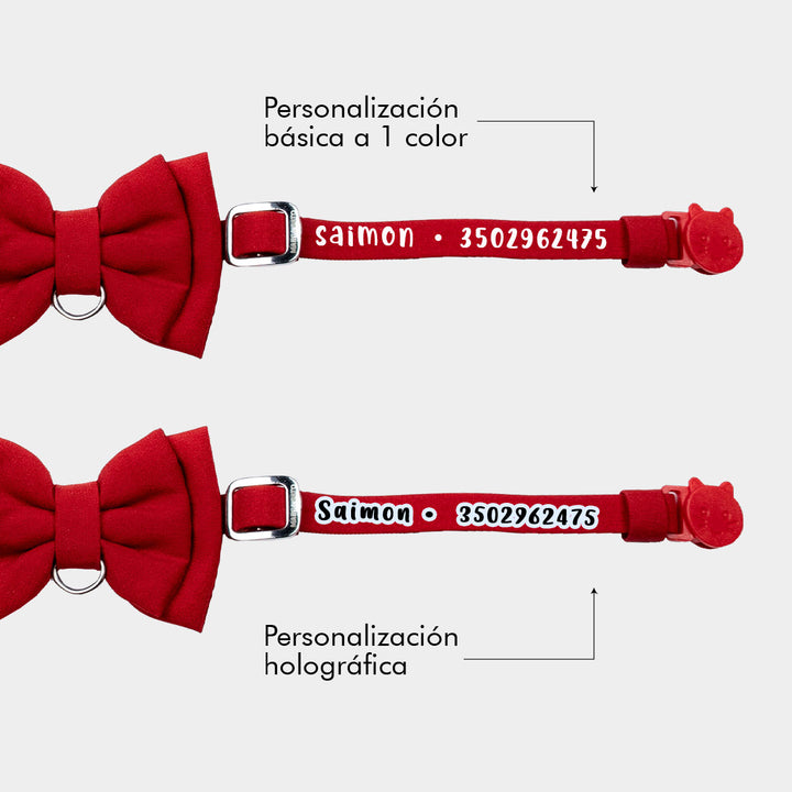 Corbatín rojo para gato personalizado
