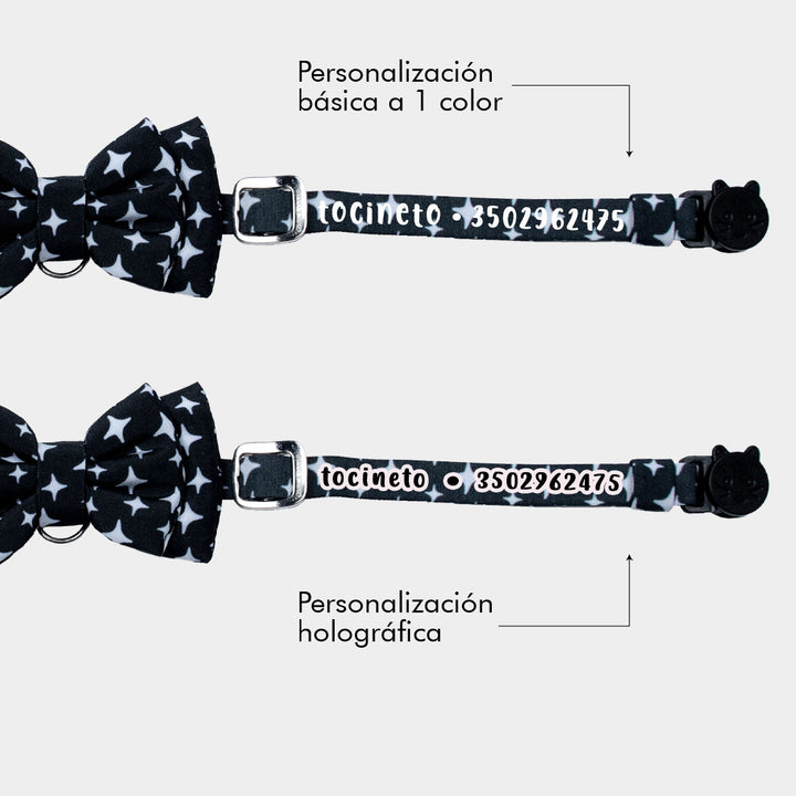 Corbatín Galaxy cat para gato personalizado