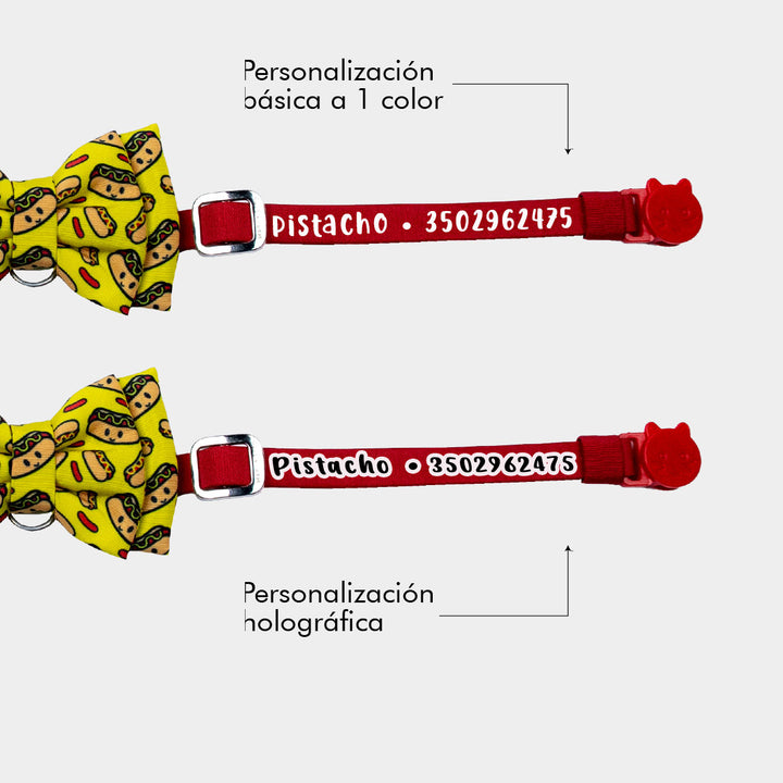 Corbatín Hot Cat para gato personalizado