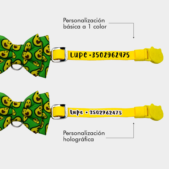 Corbatín aguacate para gato personalizado