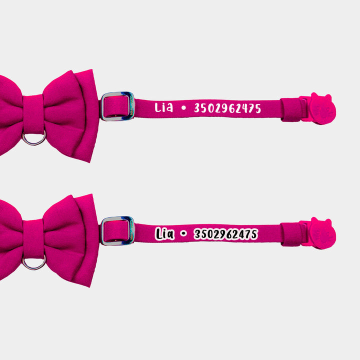 Corbatín fucsia para gato personalizado